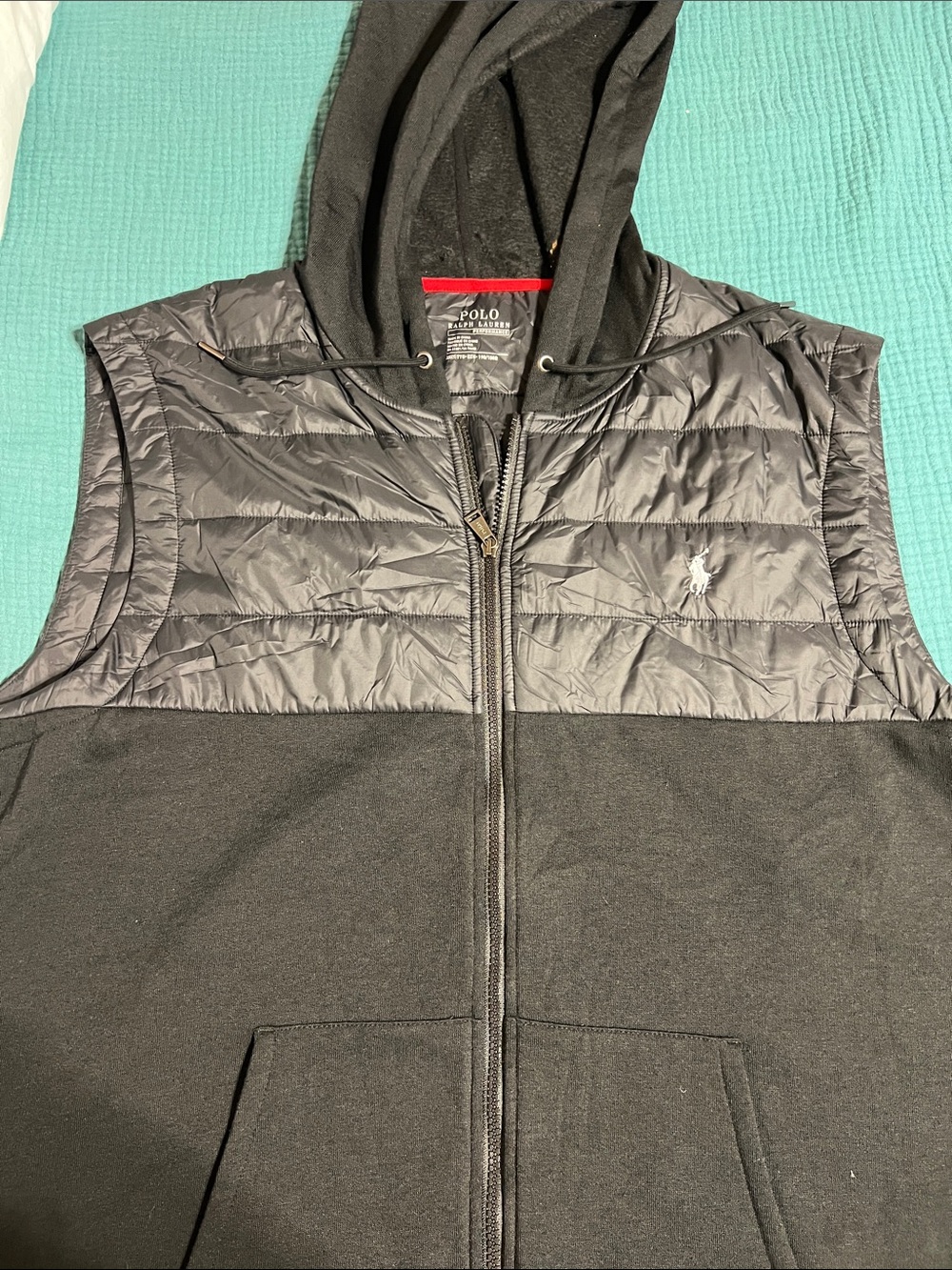 Polo Ralph Lauren Hybrid Quilted Fleece Hooded Vest Black Men's Size XXL